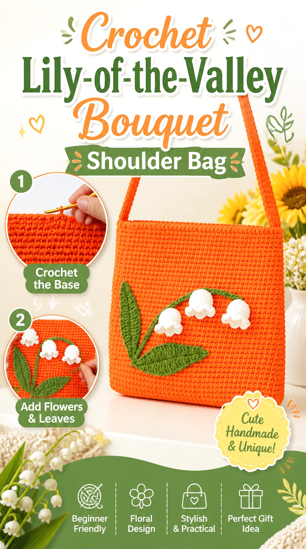 Crochet Lily of the Valley Bouquet Shoulder Bag