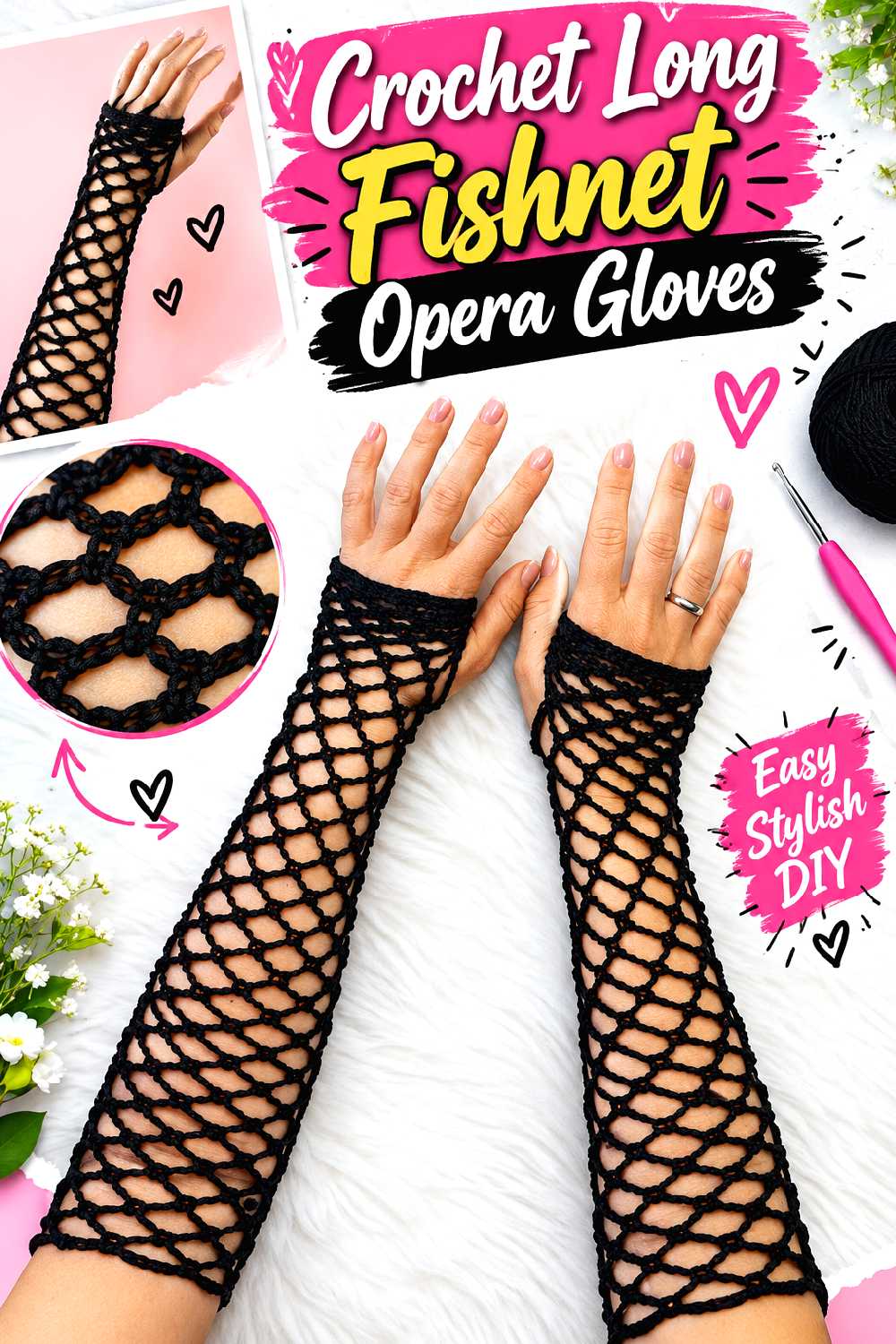 Crochet Long Fishnet Opera Gloves