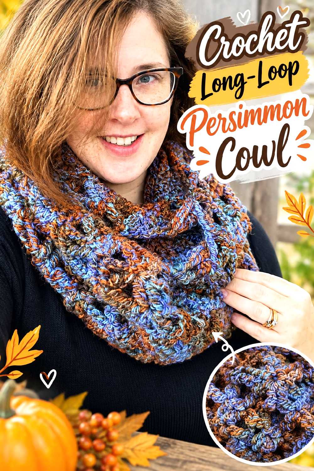 4. Crochet Long Loop Persimmon Cowl
