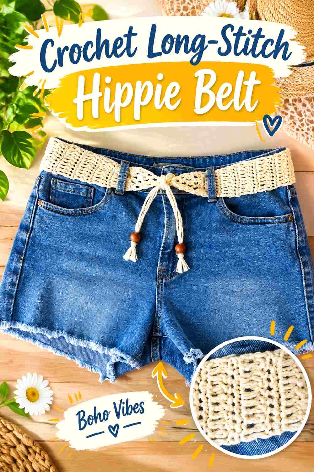 27. Crochet Long Stitch Hippie Belt