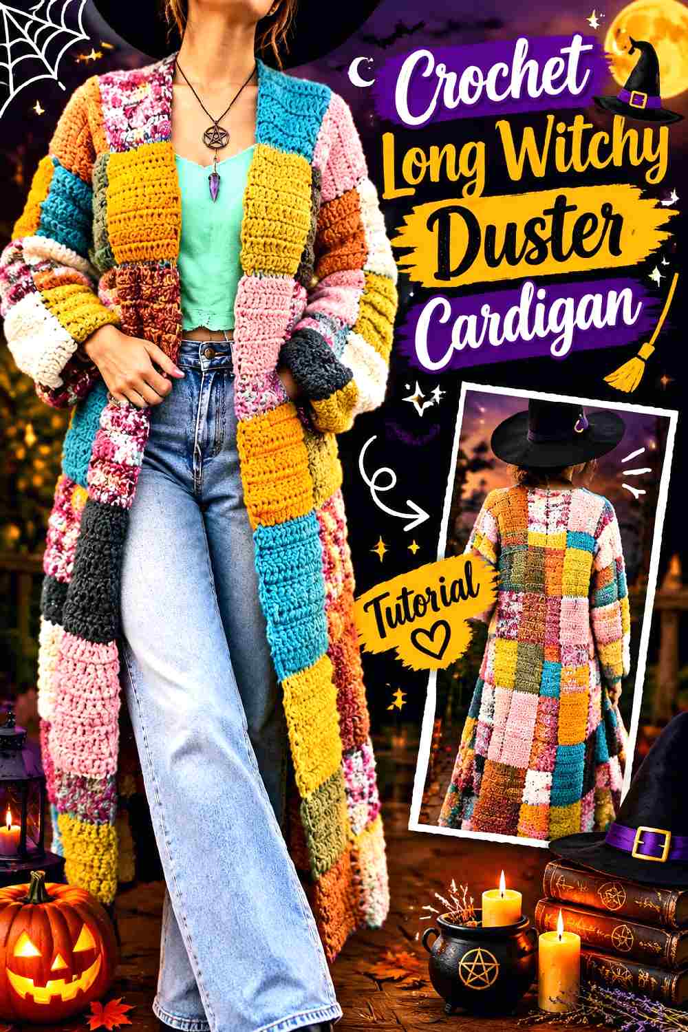 9. Crochet Long Witchy Duster Cardigan