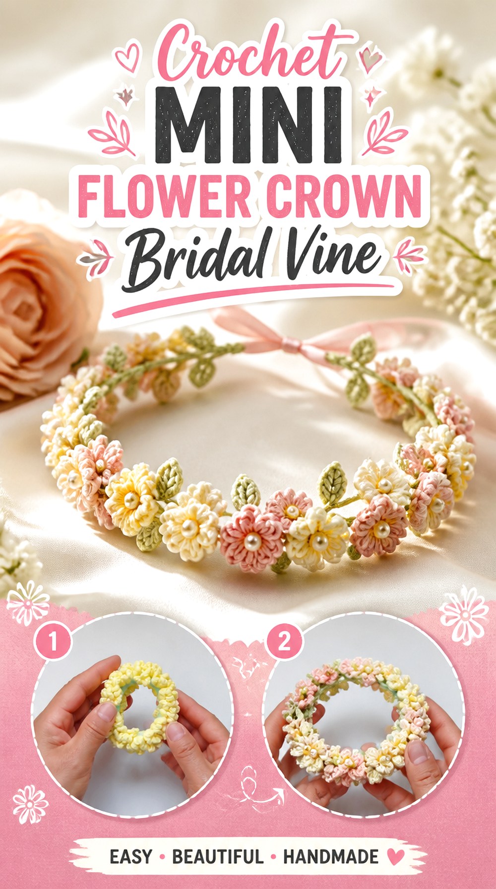 Crochet Mini Flower Crown Bridal Vine