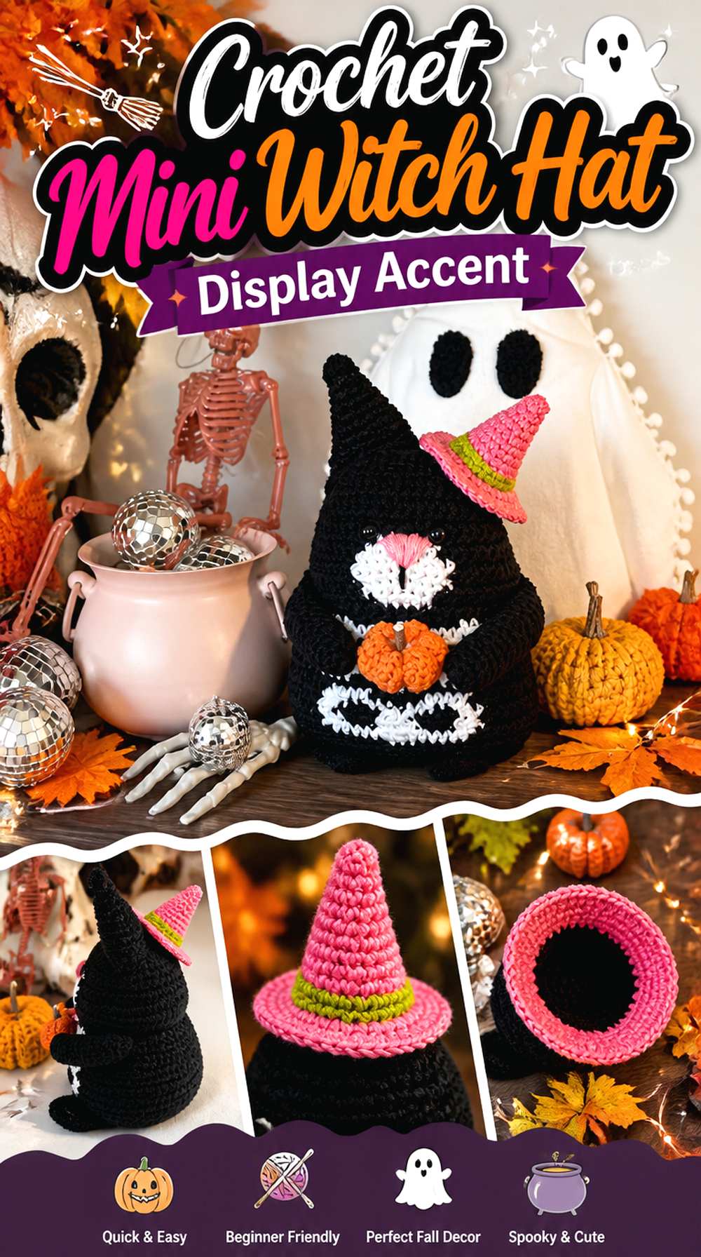 Crochet Mini Witch Hat Display Accent