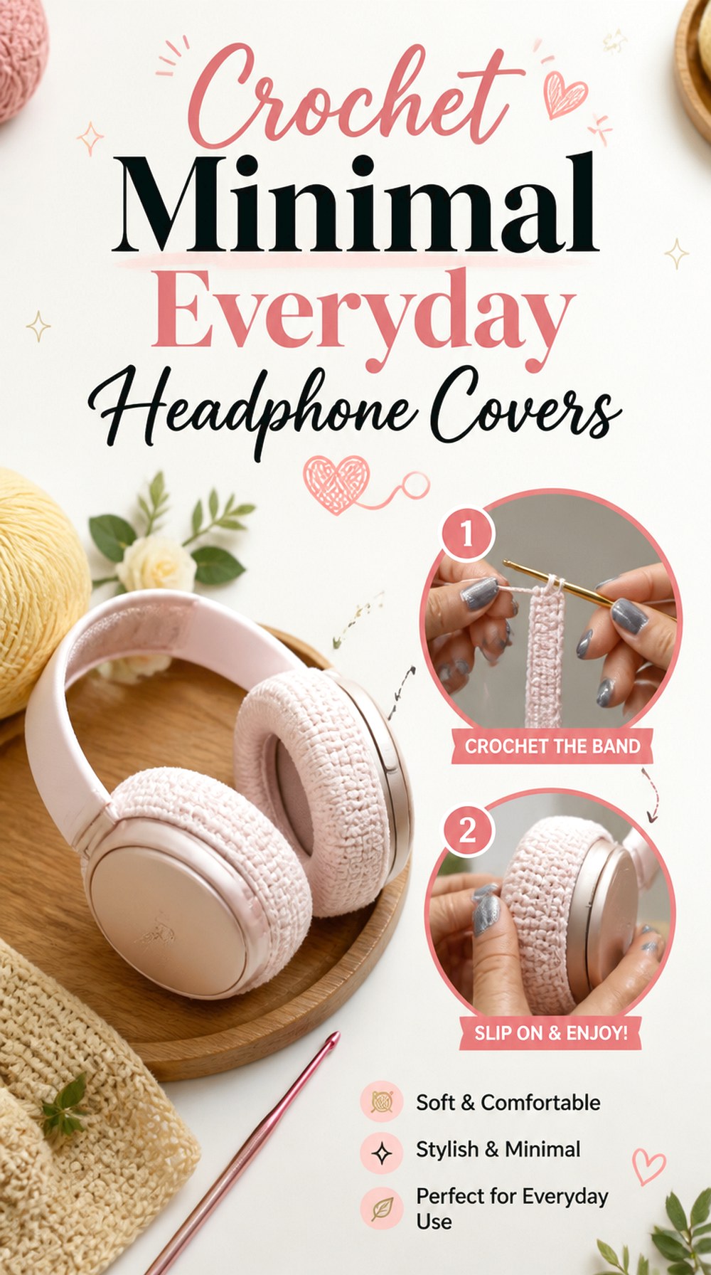 Crochet Minimal Everyday Headphone Covers