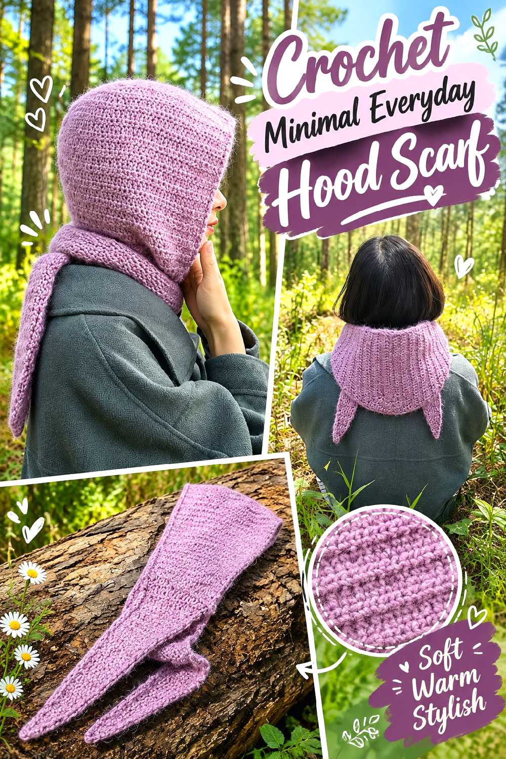 3. Crochet Minimal Everyday Hood Scarf