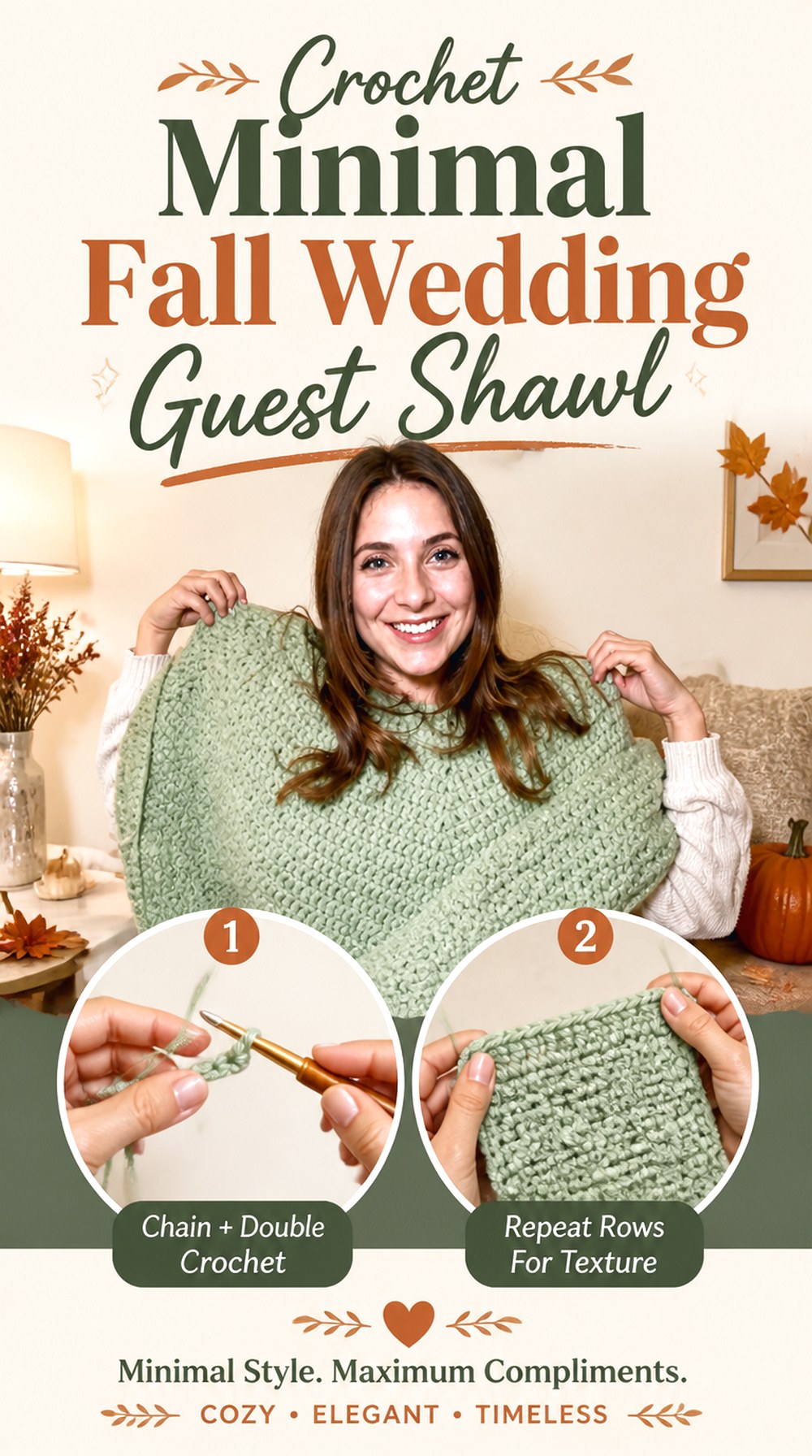 Crochet Minimal Fall Wedding Guest Shawl