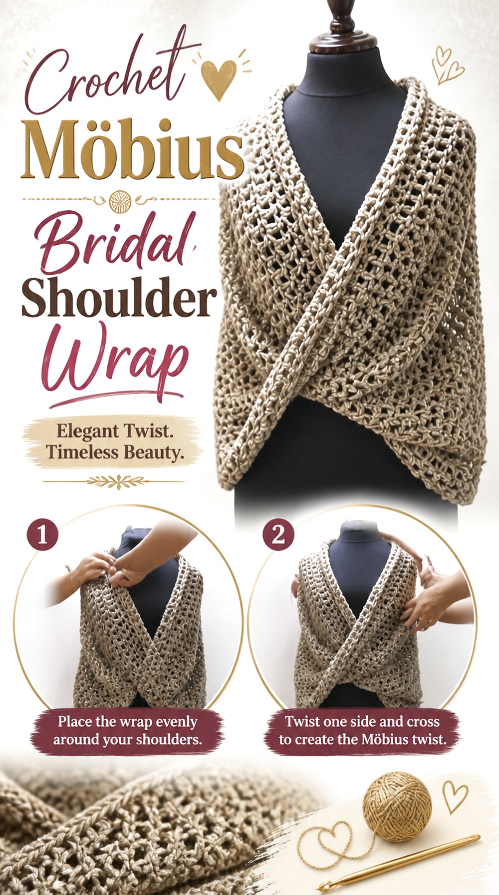 Crochet Möbius Bridal Shoulder Wrap