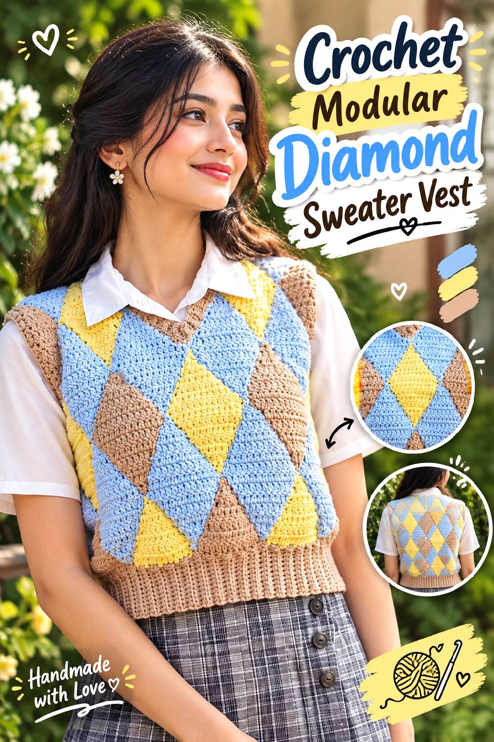 Crochet Modular Diamond Sweater Vest