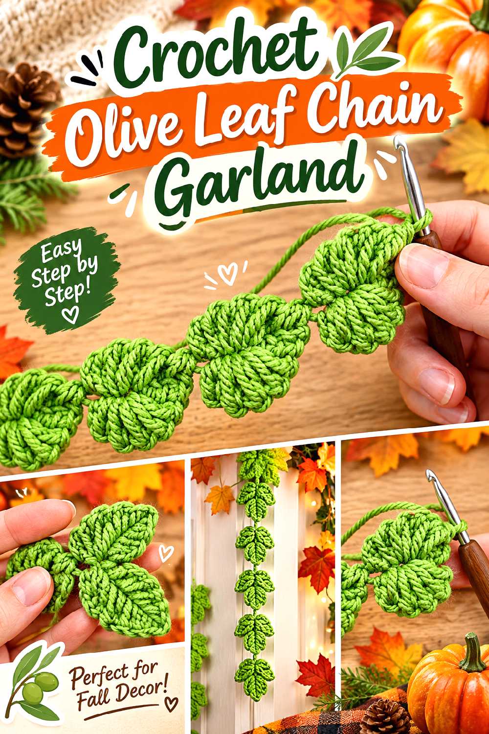 Crochet Olive Leaf Chain Garland