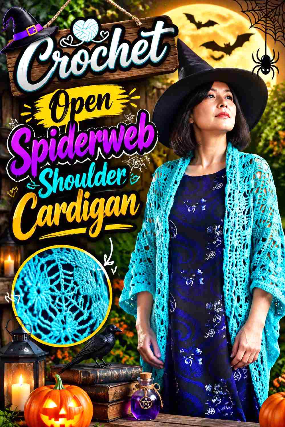 6. Crochet Open Spiderweb Shoulder Cardigan