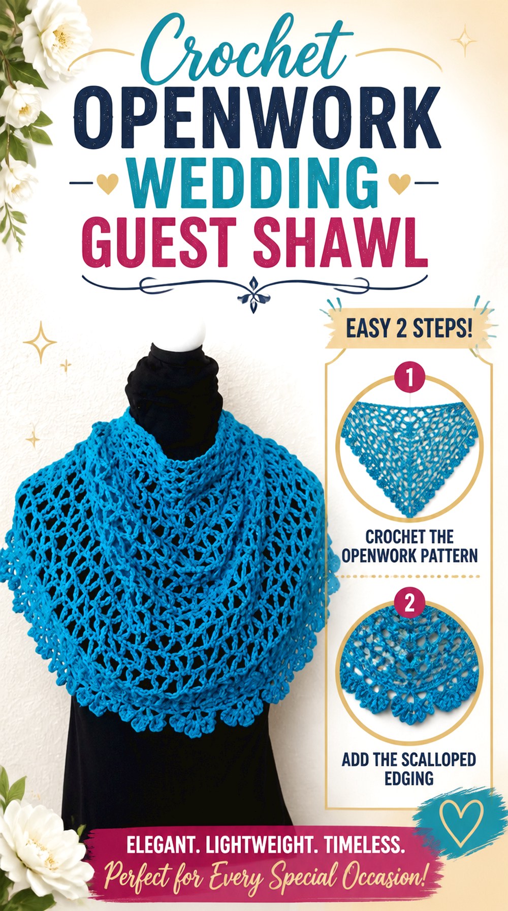Crochet Openwork Wedding Guest Shawl