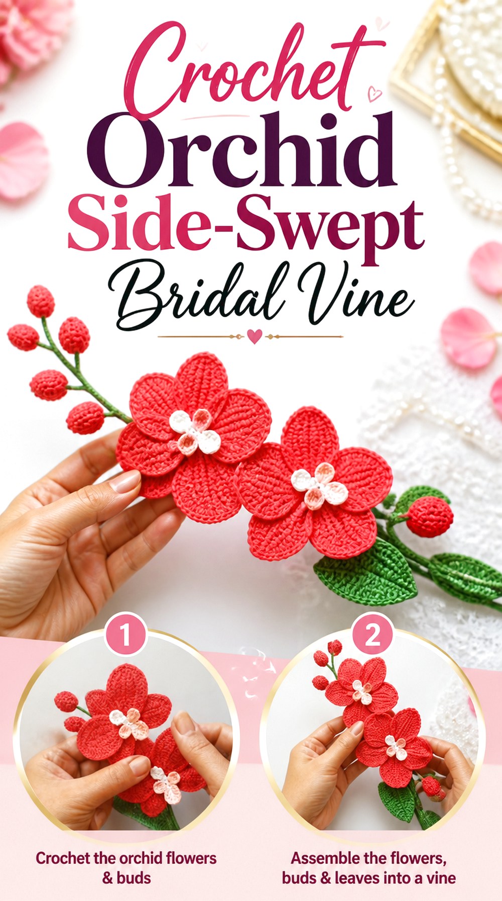 Crochet Orchid Side Swept Bridal Vine