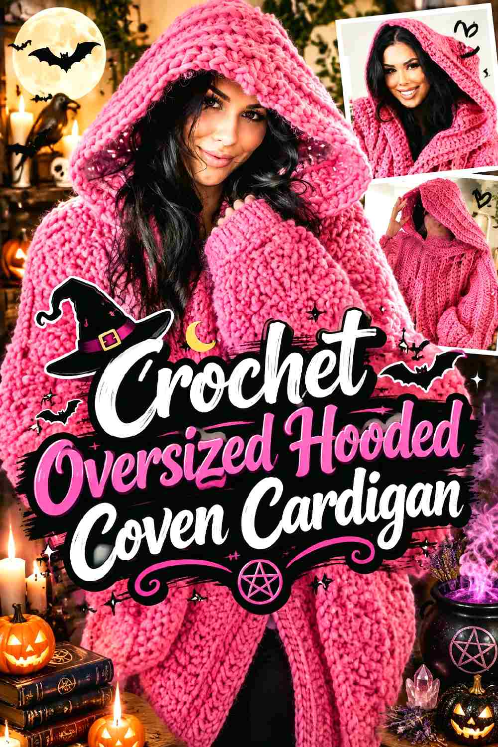 8. Crochet Oversized Hooded Coven Cardigan