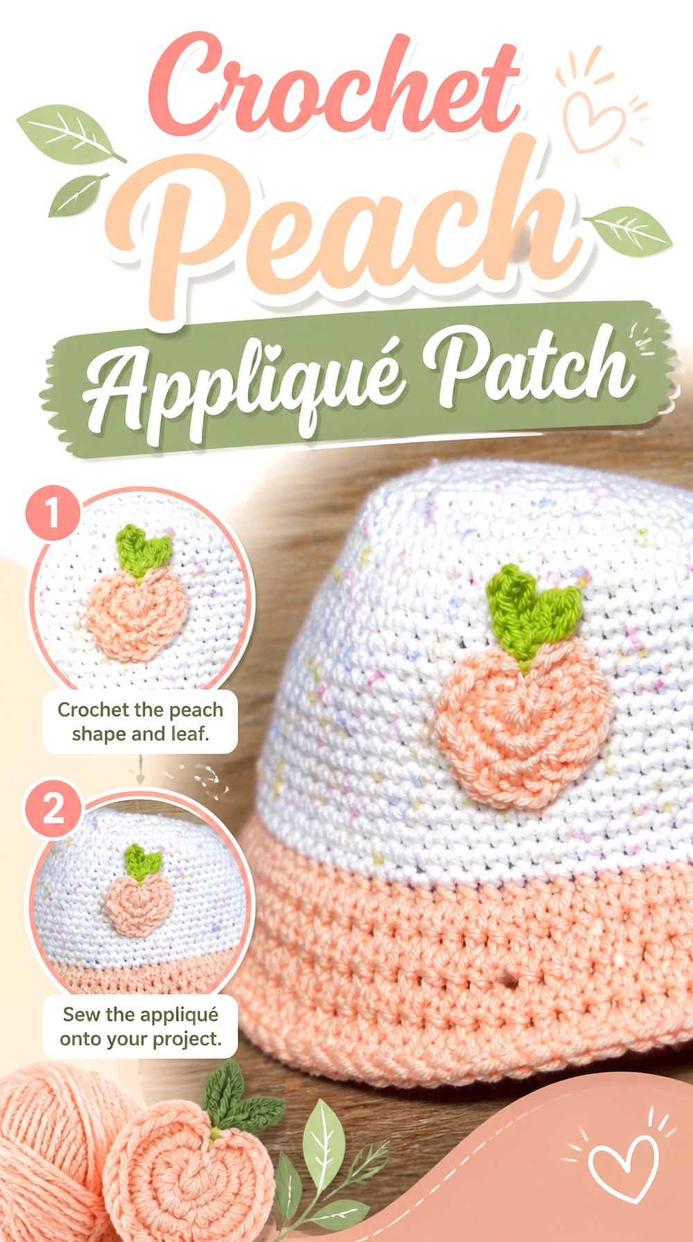 Crochet Peach Appliqué Patch