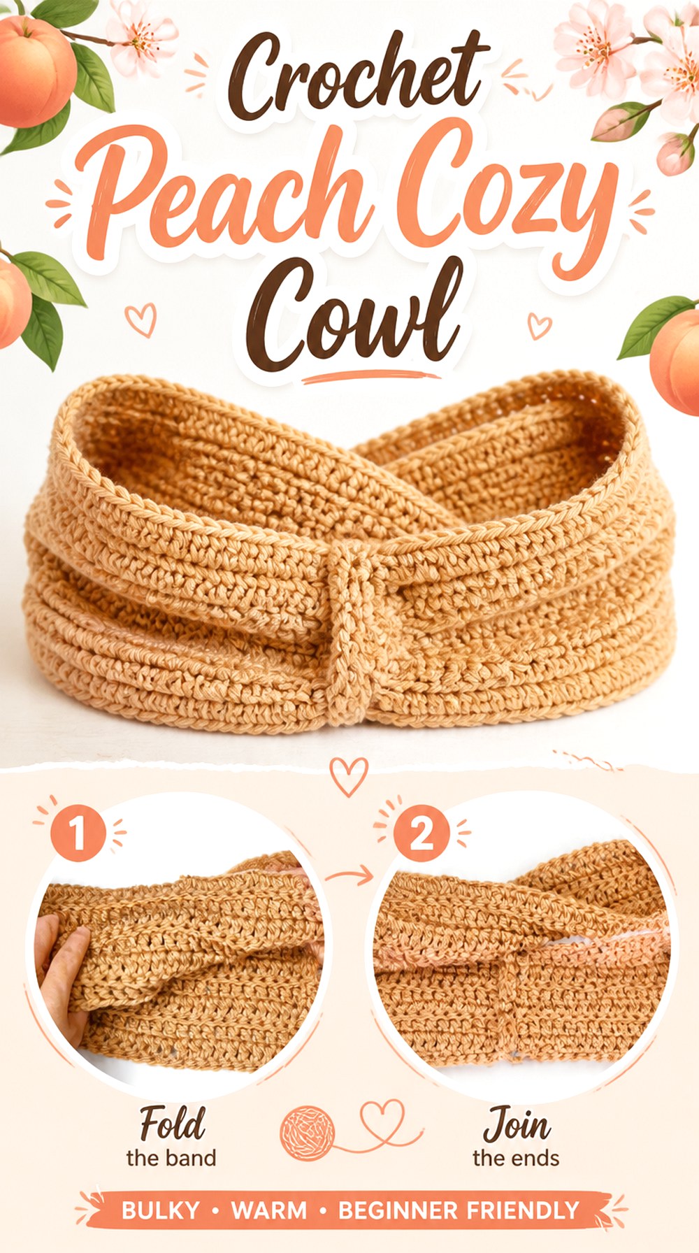 Crochet Peach Cozy Cowl