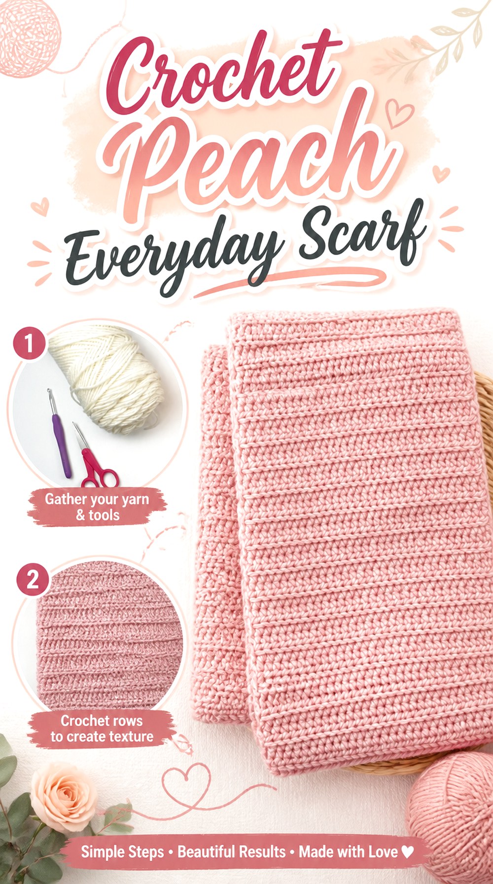 Crochet Peach Everyday Scarf