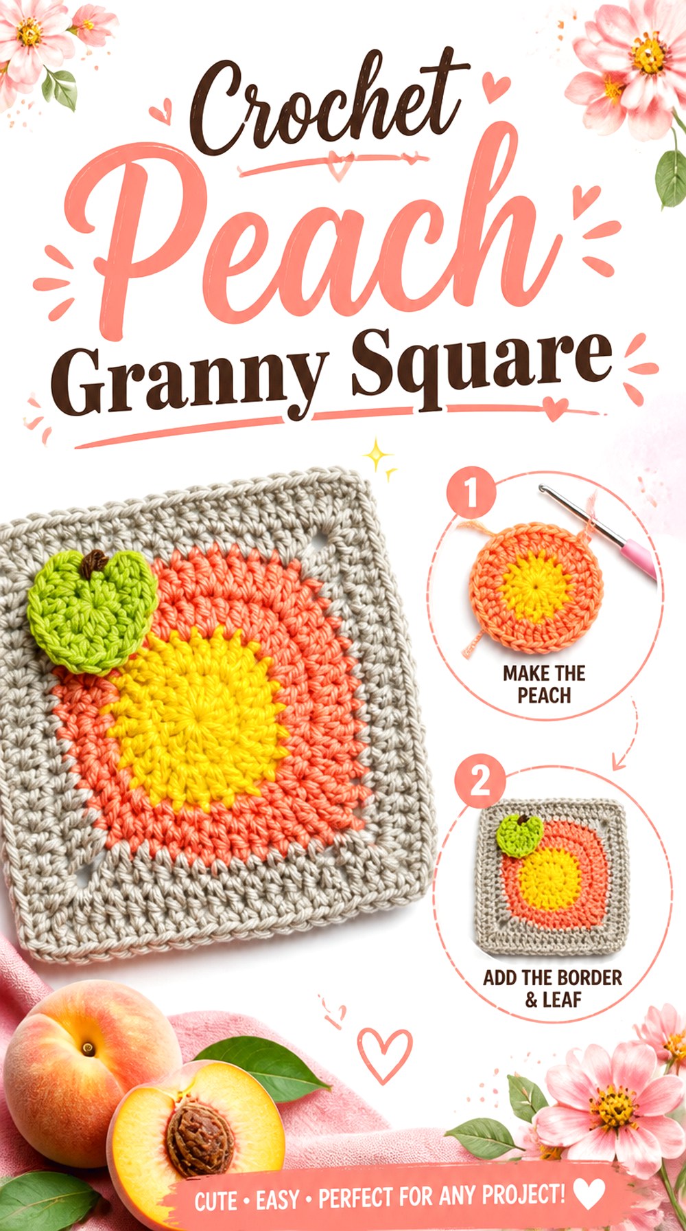 Crochet Peach Granny Square