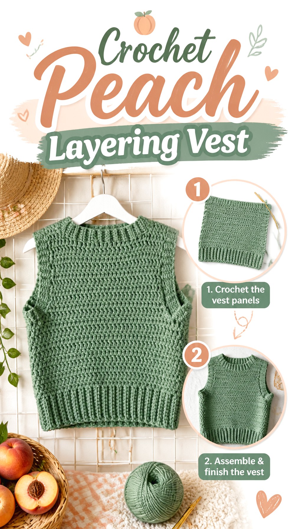 Crochet Peach Layering Vest