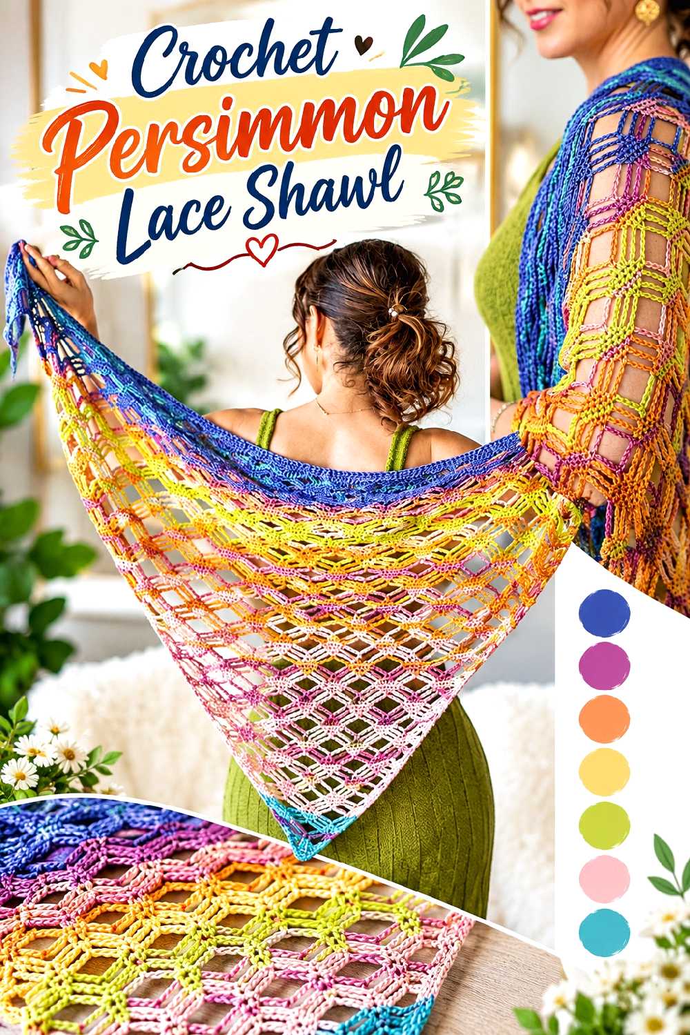 18. Crochet Persimmon Lace Shawl
