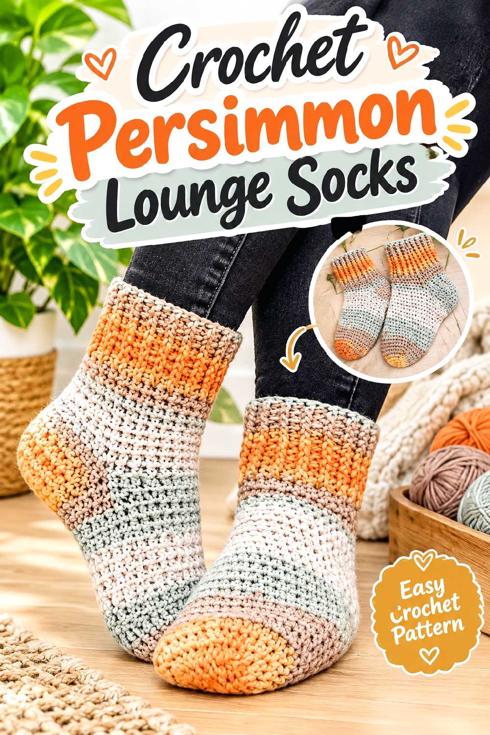 17. Crochet Persimmon Lounge Socks