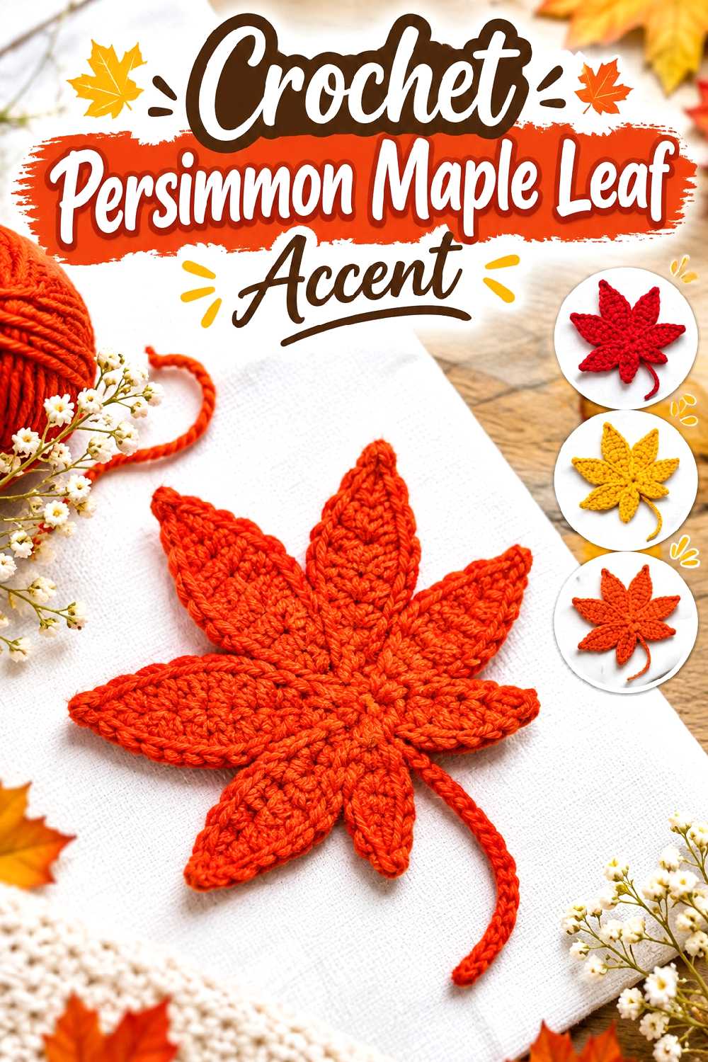 9. Crochet Persimmon Maple Leaf Accent