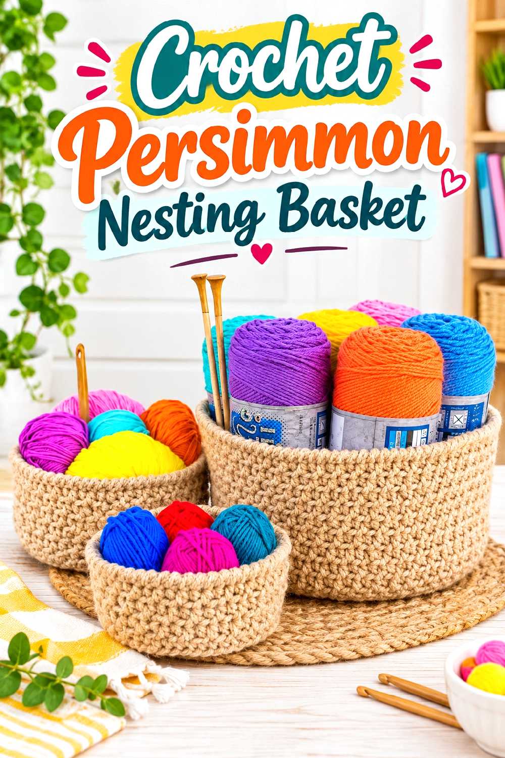 10. Crochet Persimmon Nesting Basket