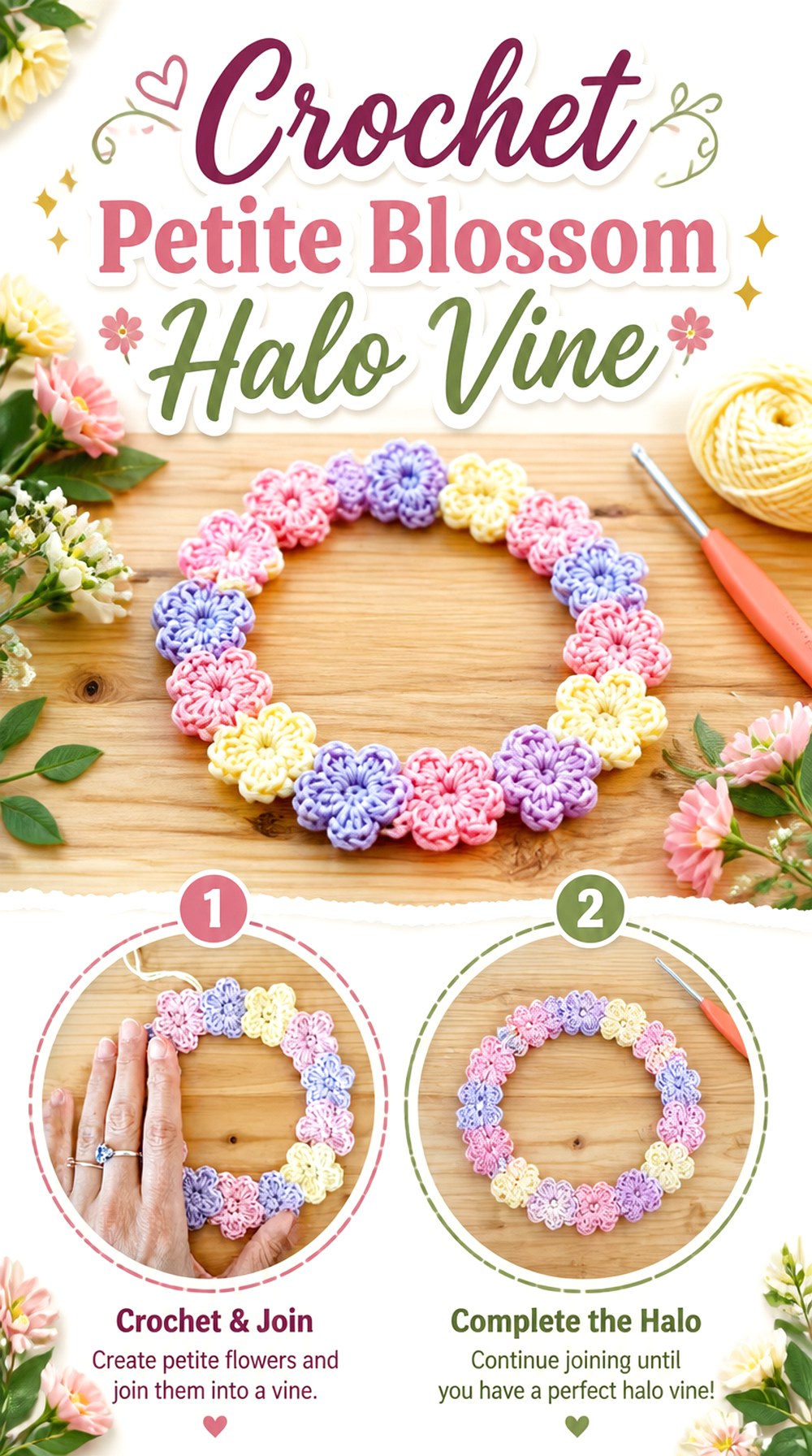 Crochet Petite Blossom Halo Vine