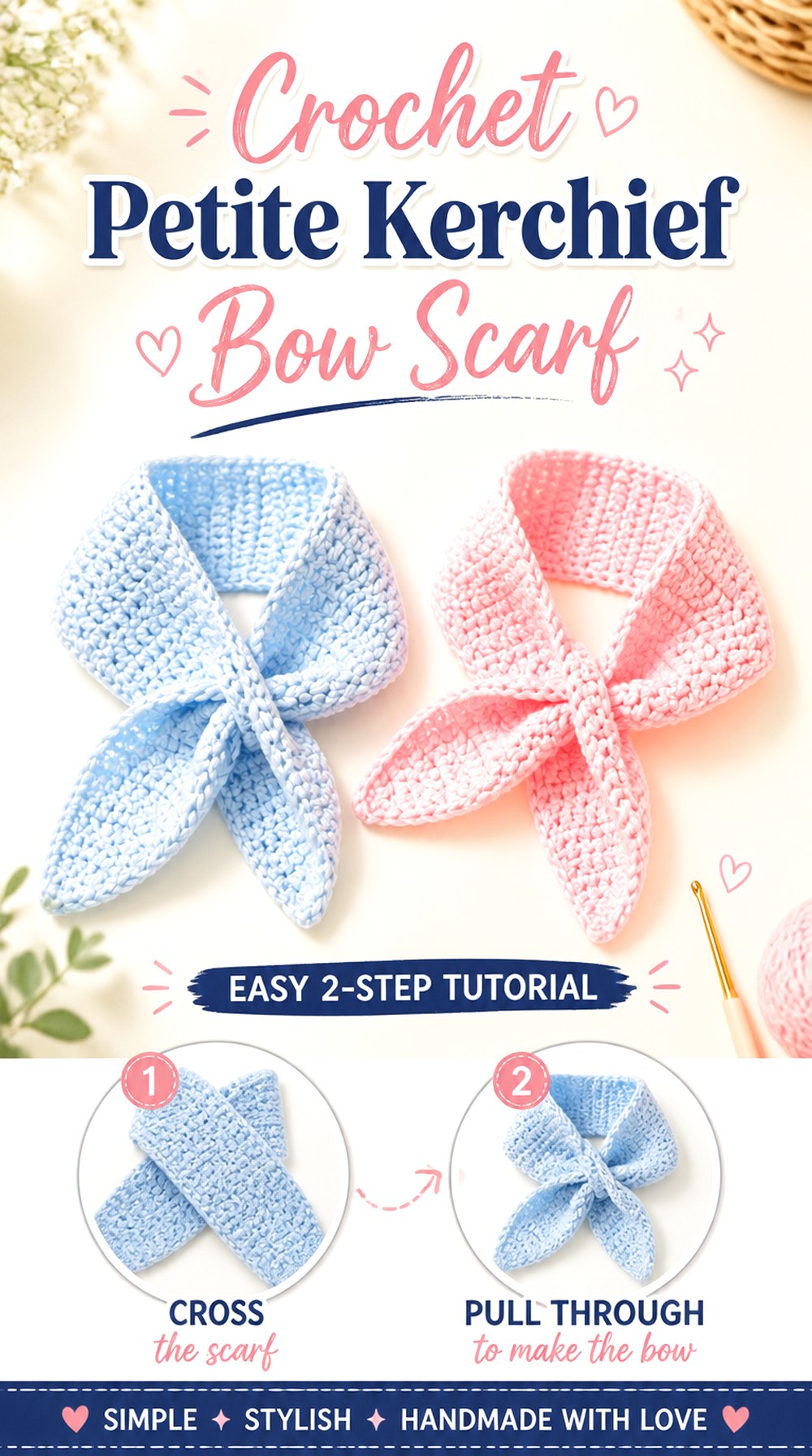 Crochet Petite Kerchief Bow Scarf