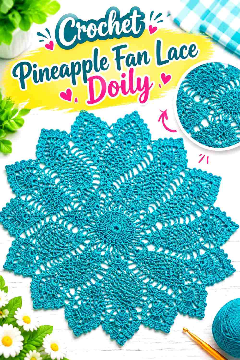 5. Crochet Pineapple Fan Lace Doily
