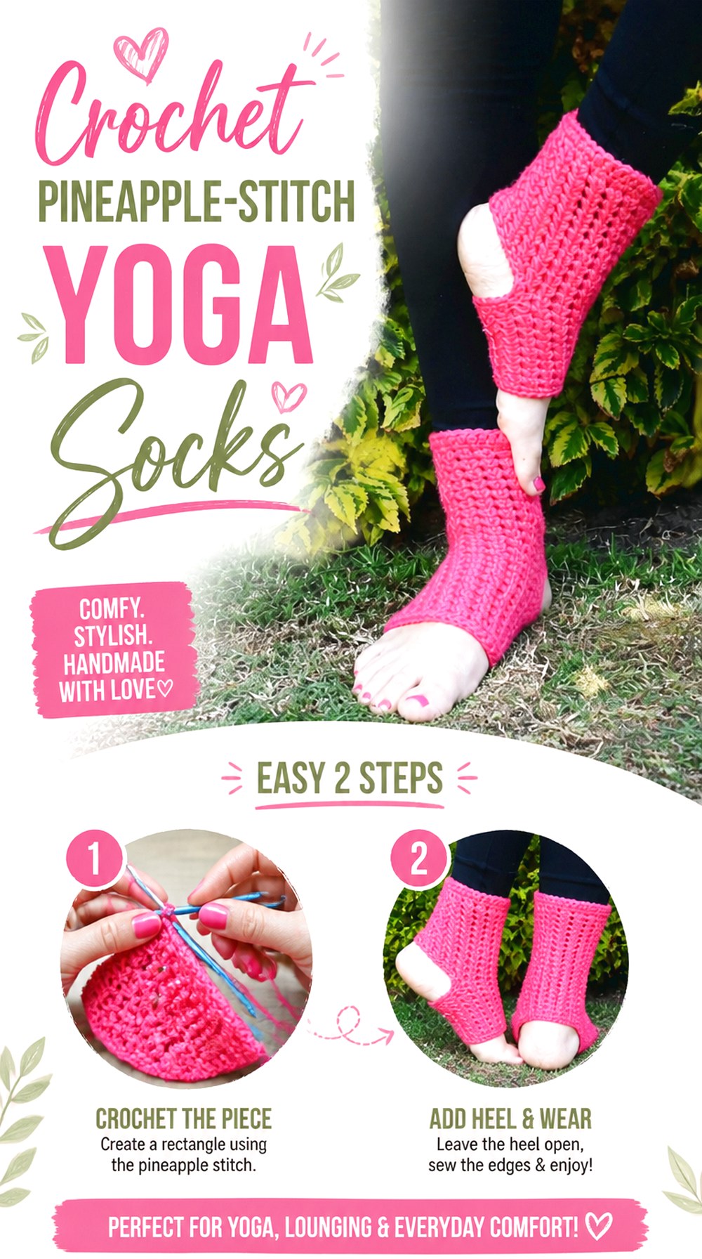 Crochet Pineapple Stitch Yoga Socks