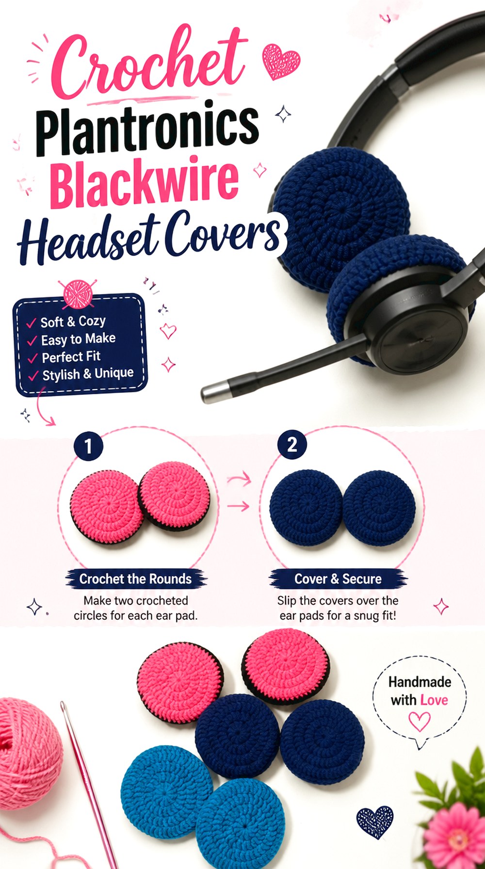 Crochet Plantronics Blackwire Headset Covers