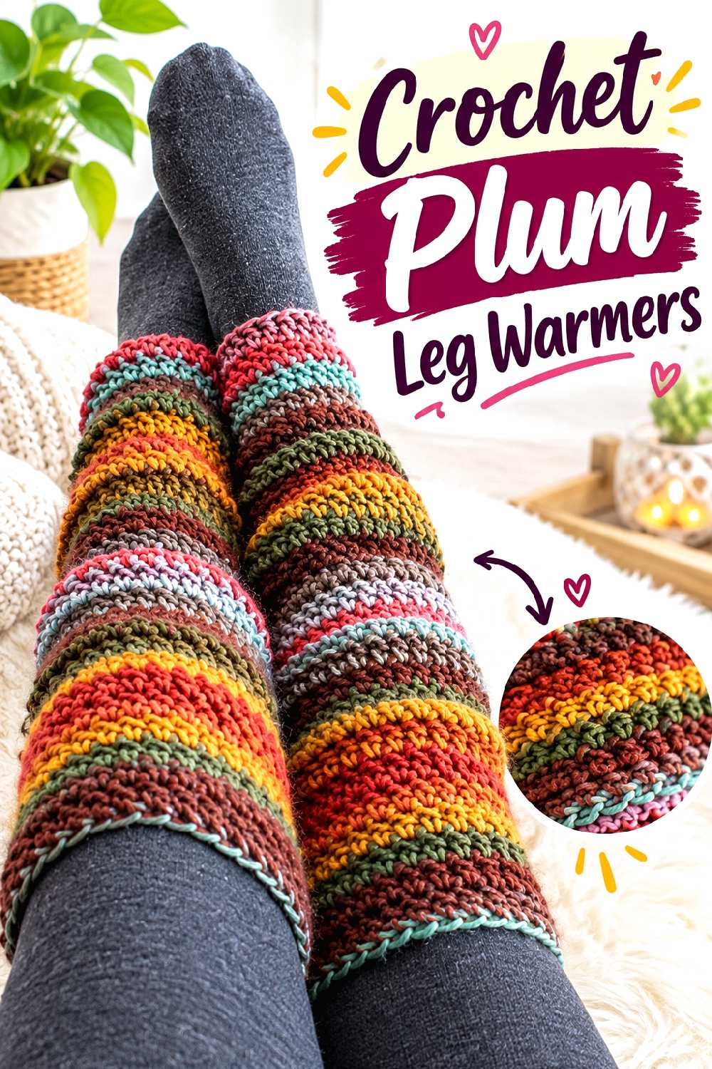 12. Crochet Plum Leg Warmers