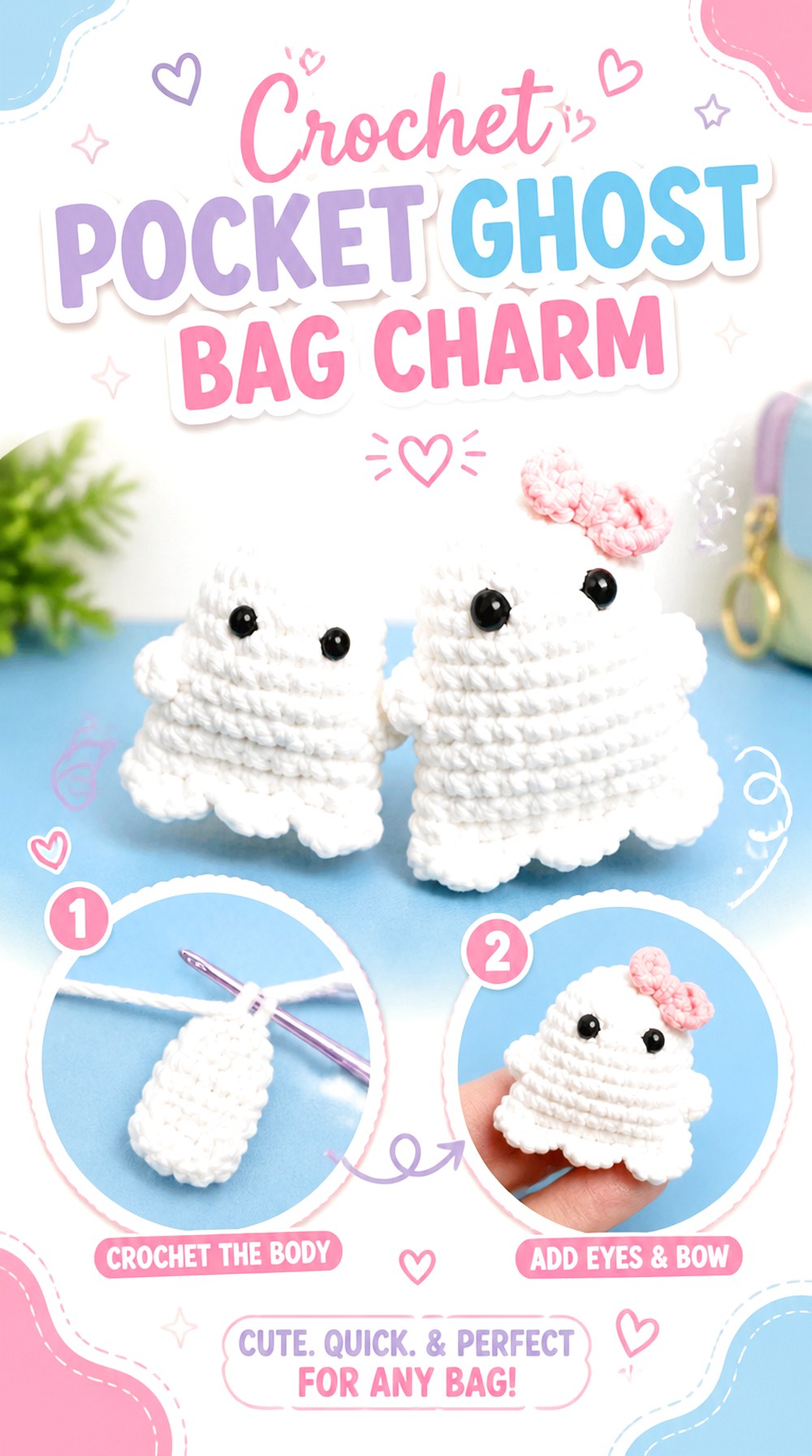 Crochet Pocket Ghost Bag Charm