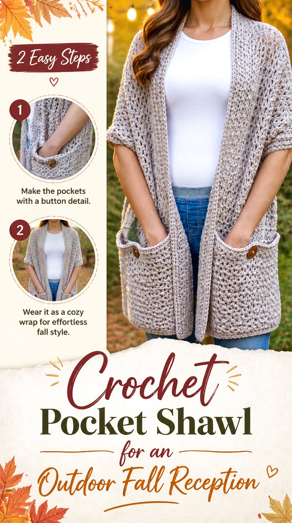 Crochet Pocket Shawl for an Outdoor Fall Reception
