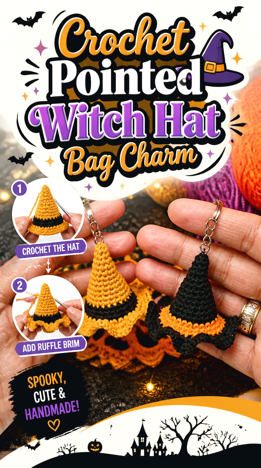 Crochet Pointed Witch Hat Bag Charm