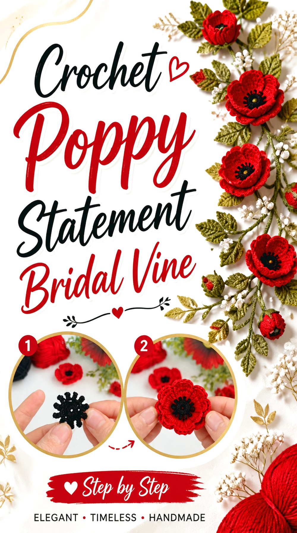 Crochet Poppy Statement Bridal Vine