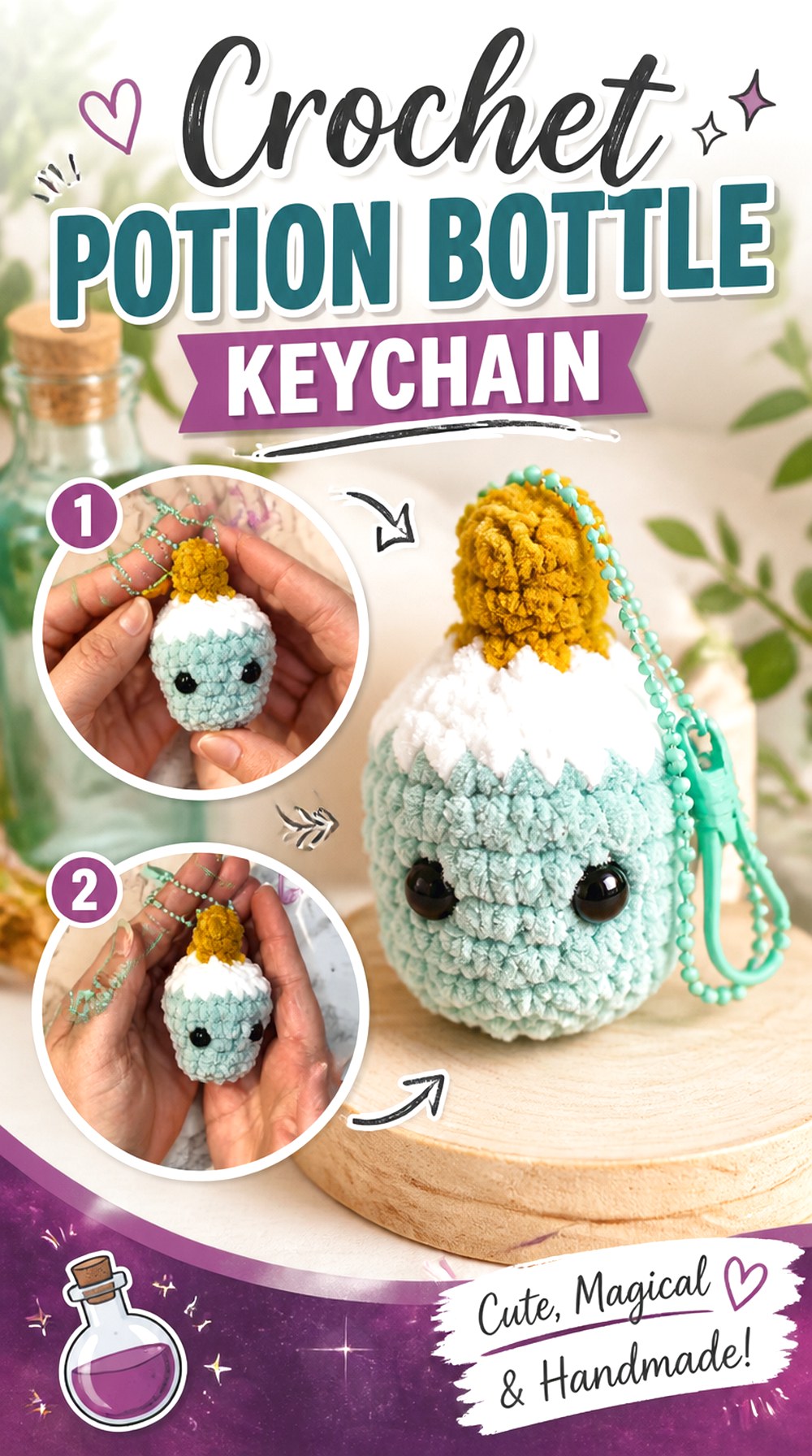 Crochet Potion Bottle Keychain