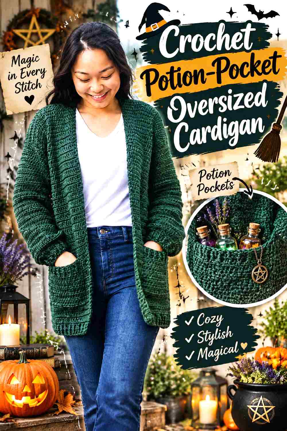 11. Crochet Potion Pocket Oversized Cardigan