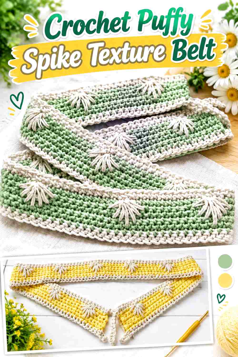 21. Crochet Puffy Spike Texture Belt