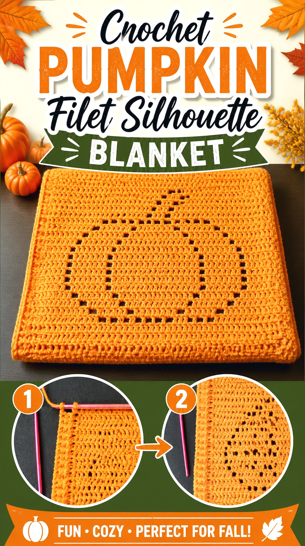 Crochet Pumpkin Filet Silhouette Blanket