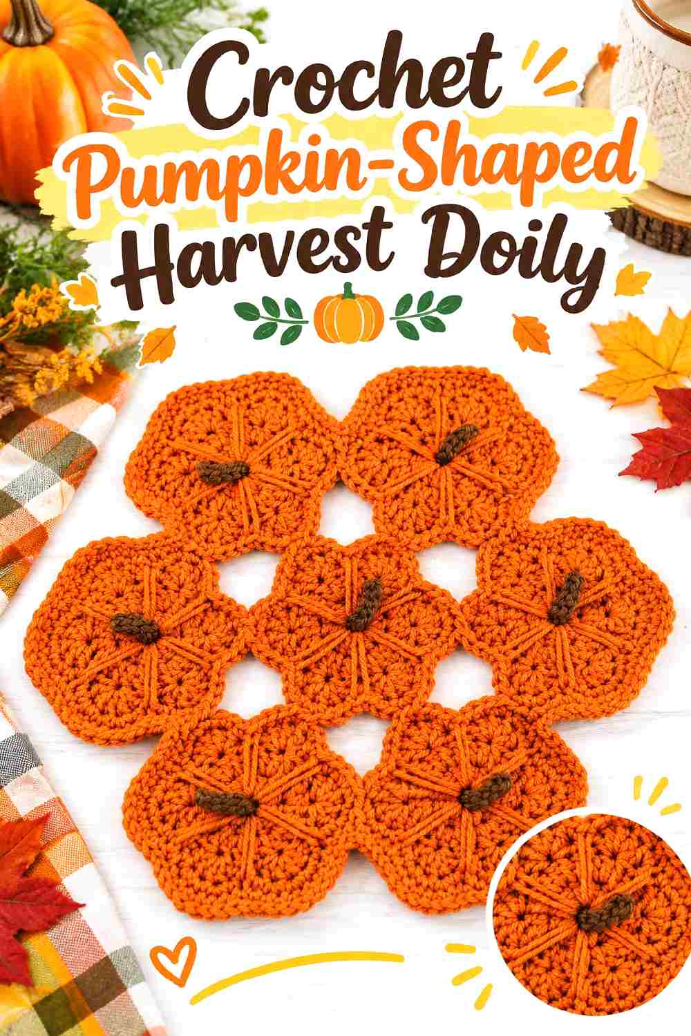 2. Crochet Pumpkin Shaped Harvest Doily