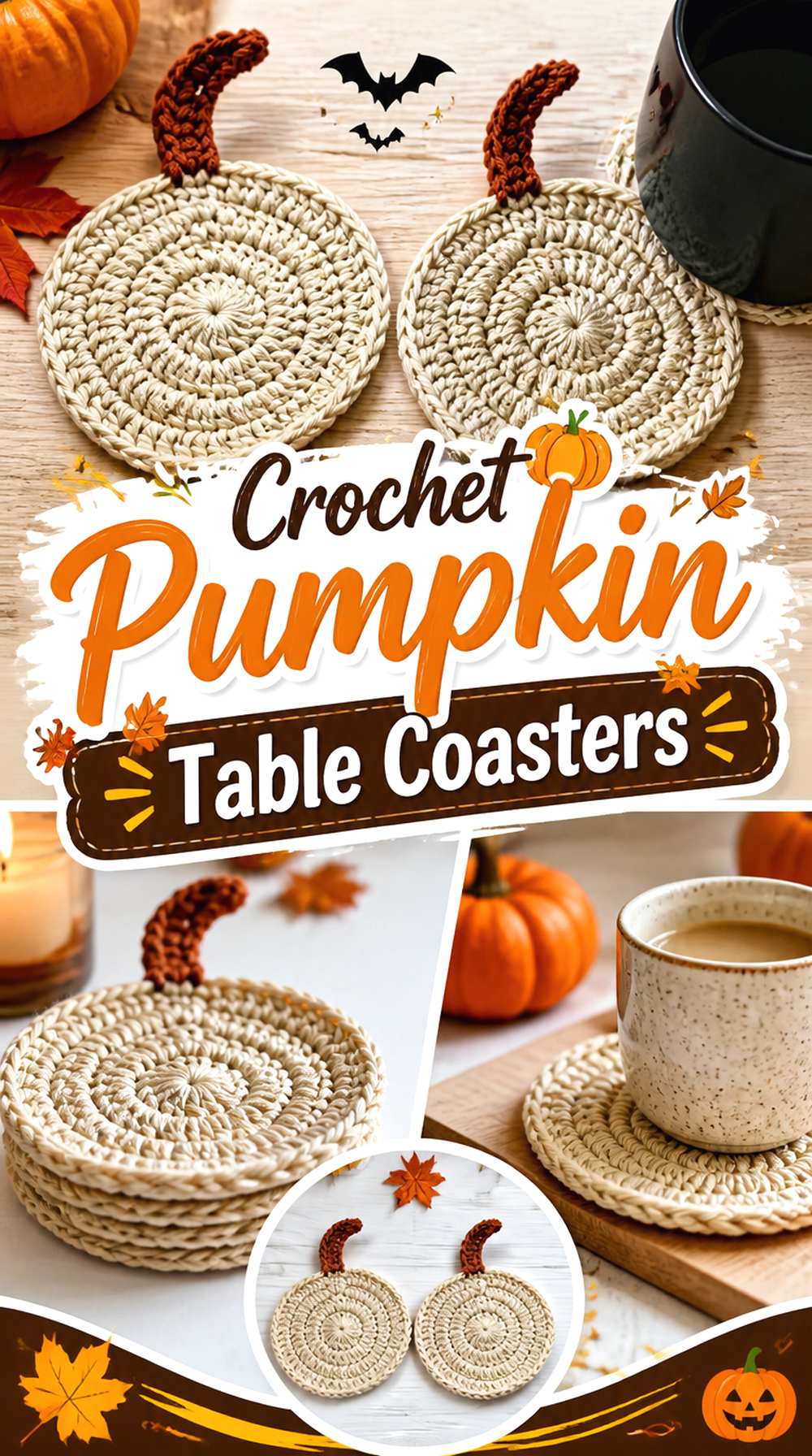 Crochet Pumpkin Table Coasters