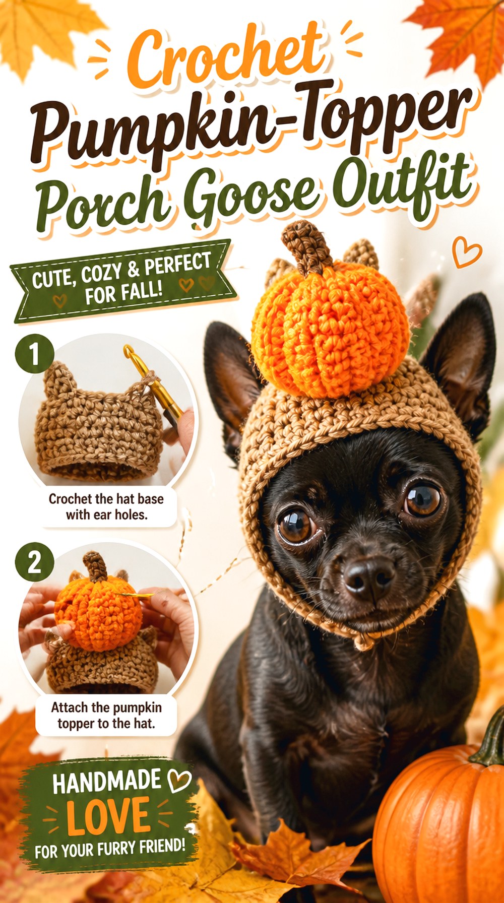Crochet Pumpkin Topper Porch Goose Outfit
