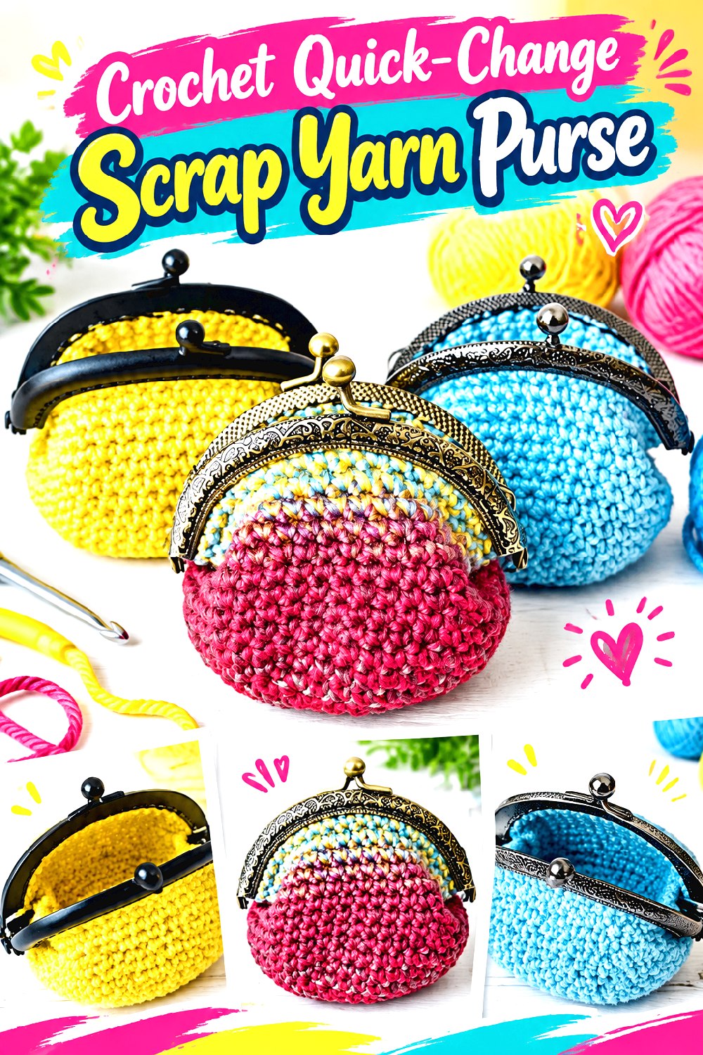 Crochet Quick Change Scrap Yarn Purse