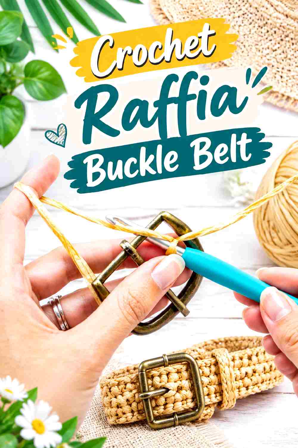 20. Crochet Raffia Buckle Belt