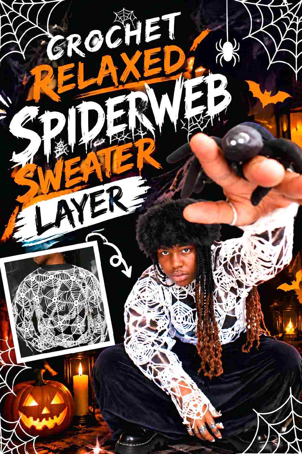 15. Crochet Relaxed Spiderweb Sweater Layer