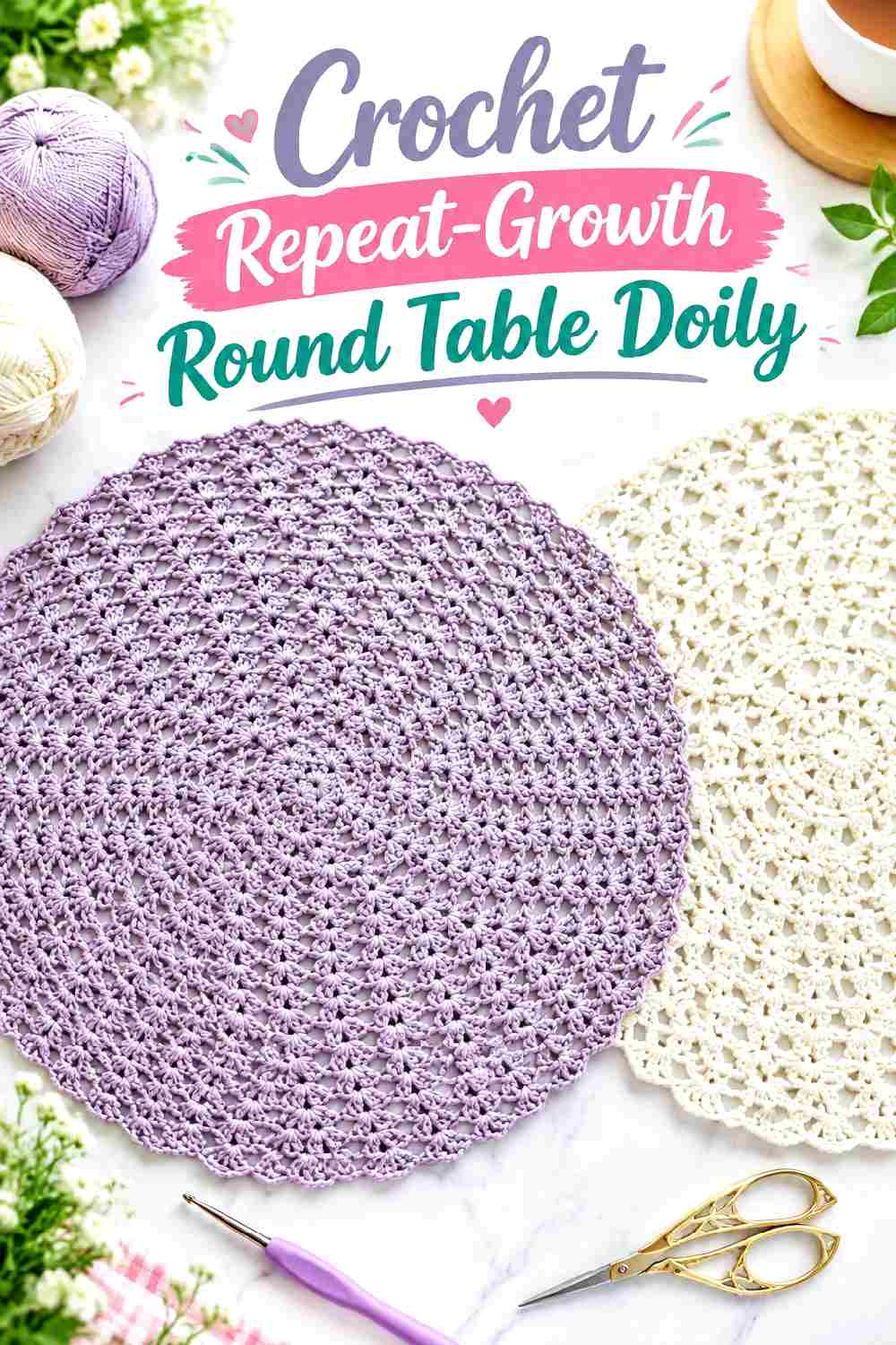 35. Crochet Repeat Growth Round Table Doily