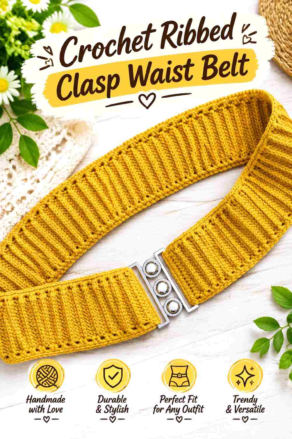 17. Crochet Ribbed Clasp Waist Belt