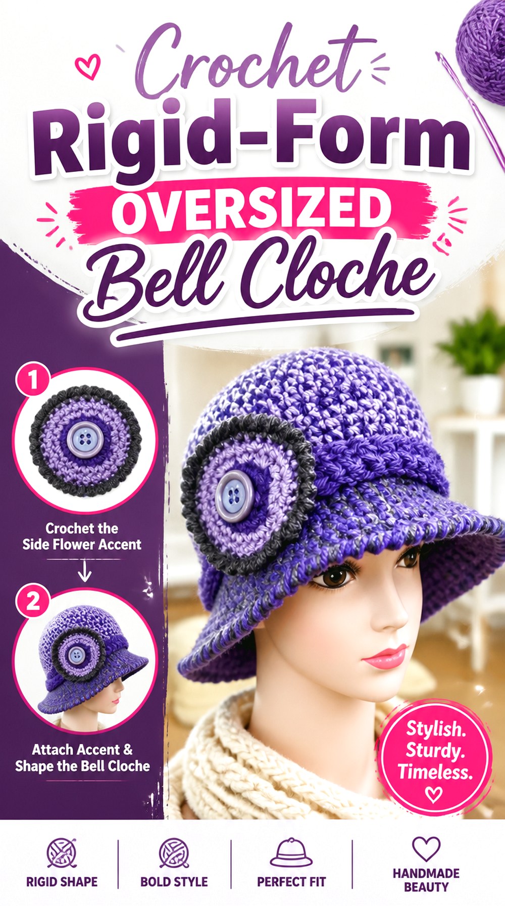 Crochet Rigid Form Oversized Bell Cloche