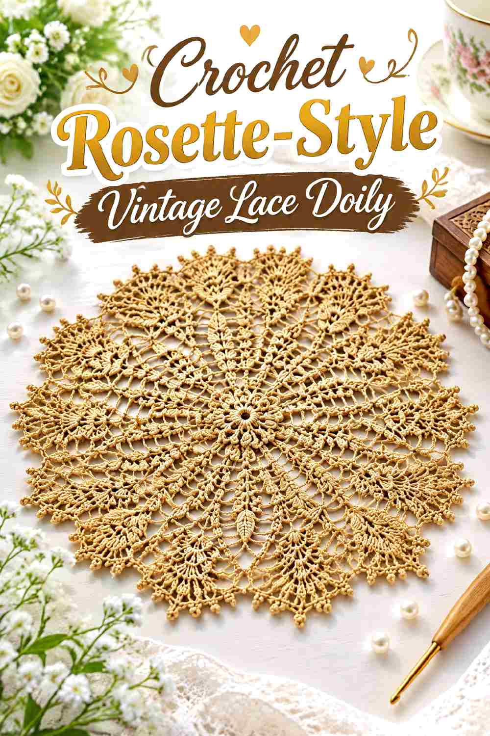 4. Crochet Rosette Style Vintage Lace Doily
